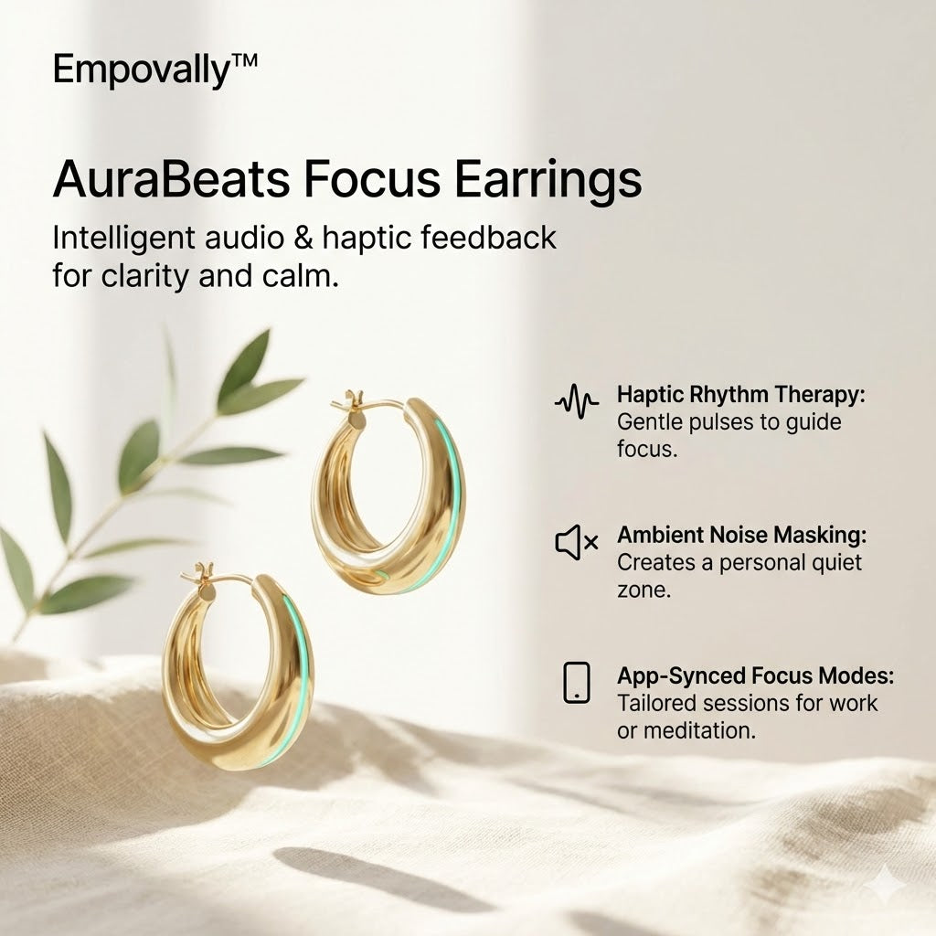 EMPOVALLY™ AuraBeats Focus Earrings Intelligent Audio & Haptic Feedback for Clarity and Calm