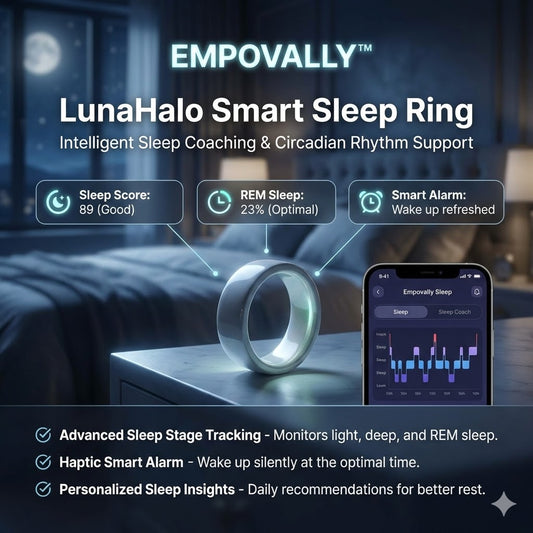 EMPOVALLY™ LunaHalo Smart Sleep Ring Intelligent Sleep Coaching & Circadian Rhythm Support