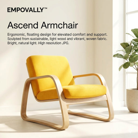 ✨ EMPOVALLY™ The Ascend Armchair Where Ergonomic Precision Meets Sun-Drenched Solitude.