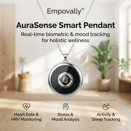 EMPOVALLY AuraSense Smart Pendant Real-time biometric & mood tracking for holistic wellness