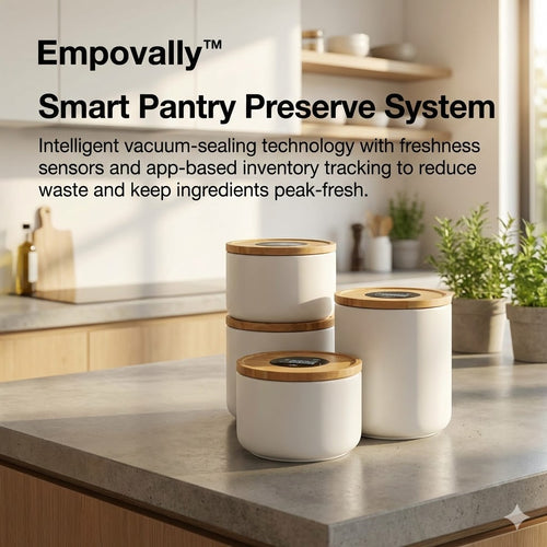 Empovally Smart Pantry Preserve System Intelligent vacuum-sealing technology to reduce waste and keep ingredients peak-fresh.