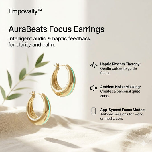 EMPOVALLY™ AuraBeats Focus Earrings Intelligent Audio & Haptic Feedback for Clarity and Calm